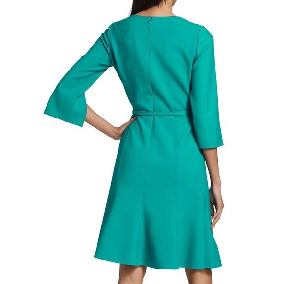 NWT WOMEN'S BELTED WOOL-BLEND KNEE-LENGTH DRESS IN JADE SZ 2 $2690 - Picture 3 of 13